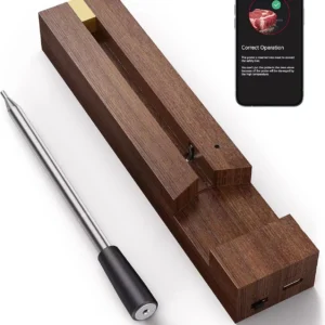 Kitchen Food Walnut Repeater Wireless Smart  Meat Thermometer for BBQ Oven, Grill, Smoker, Stove, Rotisserie