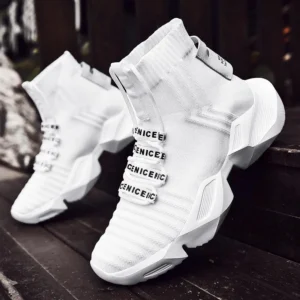 ​Plus Size High Top Massive Sports Sock Boot Men Sock Sneakers Men's Running Sport Shoes White Sports Shoes Men Knit Gym GME-1560 [კოდი: 687]