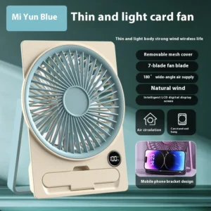 Table fan, portable USB charging fan, wall mounted personal fan with power display, 5-speed ultra-quiet table fan