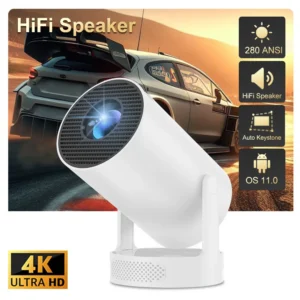 ​New Projector HY300 Pro 4K Android 11 Dual Wifi6 290ANSI Allwinner H713 BT5.0 1080P 1280*720P Home Cinema Outdoor Projetor [კოდი: 743]