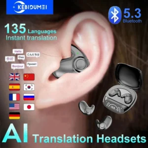 ​Bluetooth 5.3 AI Translation Earphones Support 135 Language Wireless Headphones Sleep Headsets HiFi Noise Reduction Earbuds [კოდი: 81]