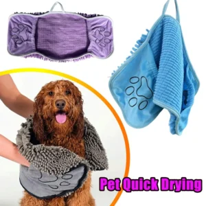 Quick Drying Super Absorbent Dog Bath Towel Extra Large Thick Chenille Pet Towel For Cats Dogs Grooming Car Washing Brush [Code: 302]