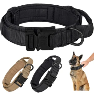 ​Tactical Dog Collar, Adjustable Military Training Nylon Dog Collar with Control Handle and Heavy Metal Buckle for Medium and Lar [კოდი: 295]