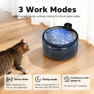 3L Wireless Cat Water Fountain Mute Pet Water Dispenser With Stainless Steel Tray and Intelligent Sensing, 4000mAh Large Battery [Code: 328]