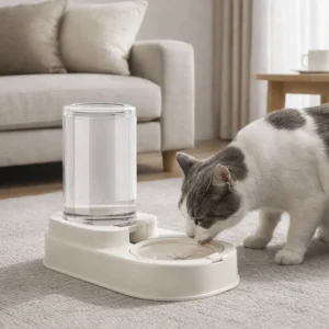 ​Transparent Automatic Pet Feeder Large Capacity Spill Proof Dog Cat Food Bowl Plastic Pet Water Fountain Pet Accessories [კოდი: 286]