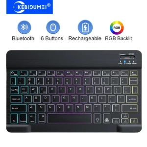 KEBIDUMEI Bluetooth Keyboard Mini Keyboard RGB Backlit Keyboard Rechargeable Portable Gaming Keyboard For IOS Android Windows [Code: 406]